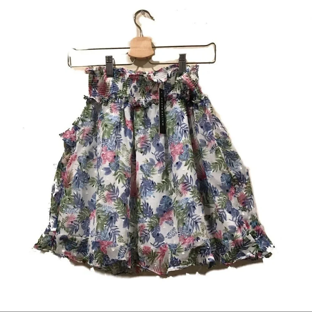 Walter Baker Floral Ruffle asymmetrical mini skirt